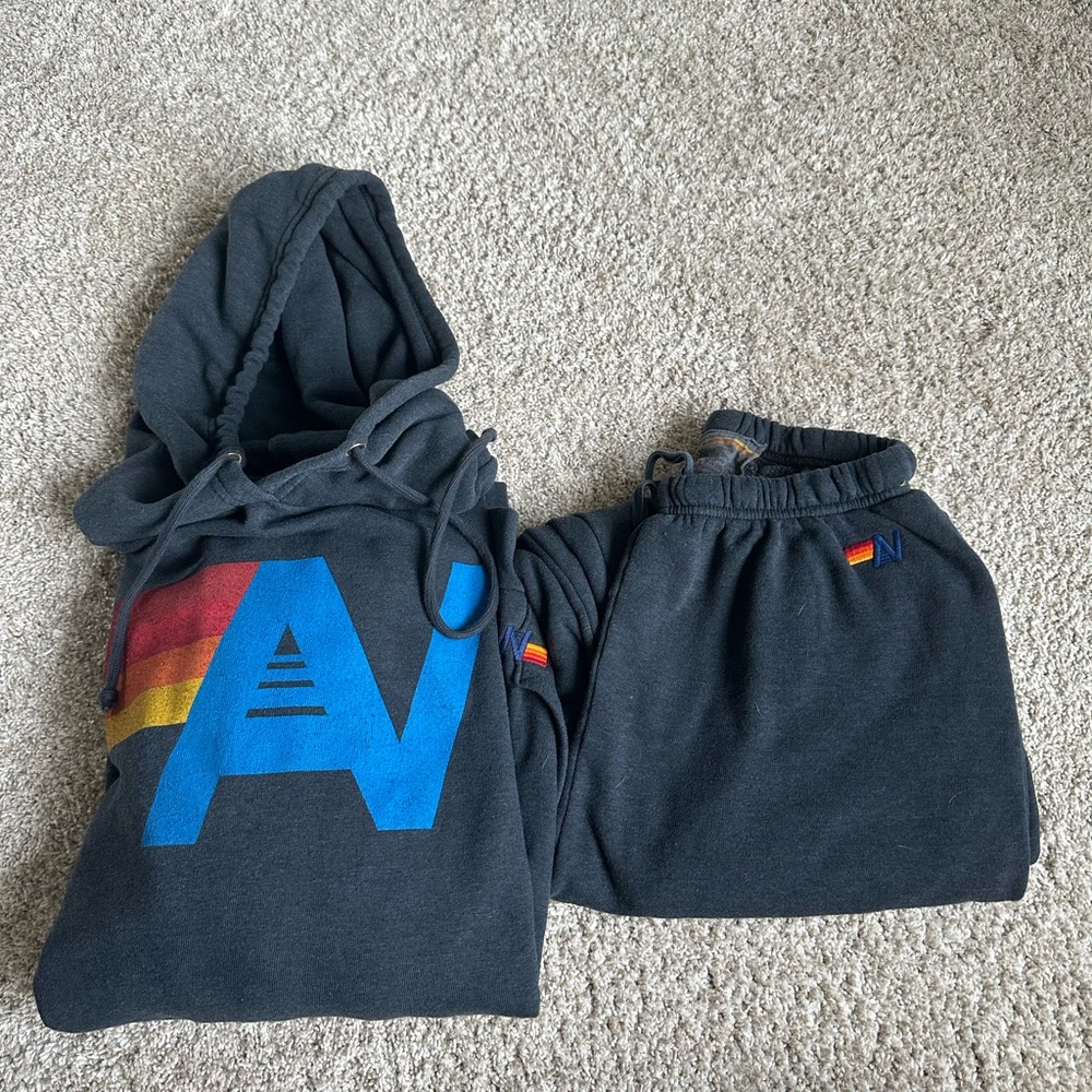 Aviator Nation Black Hoodie with Blue and Red Accents